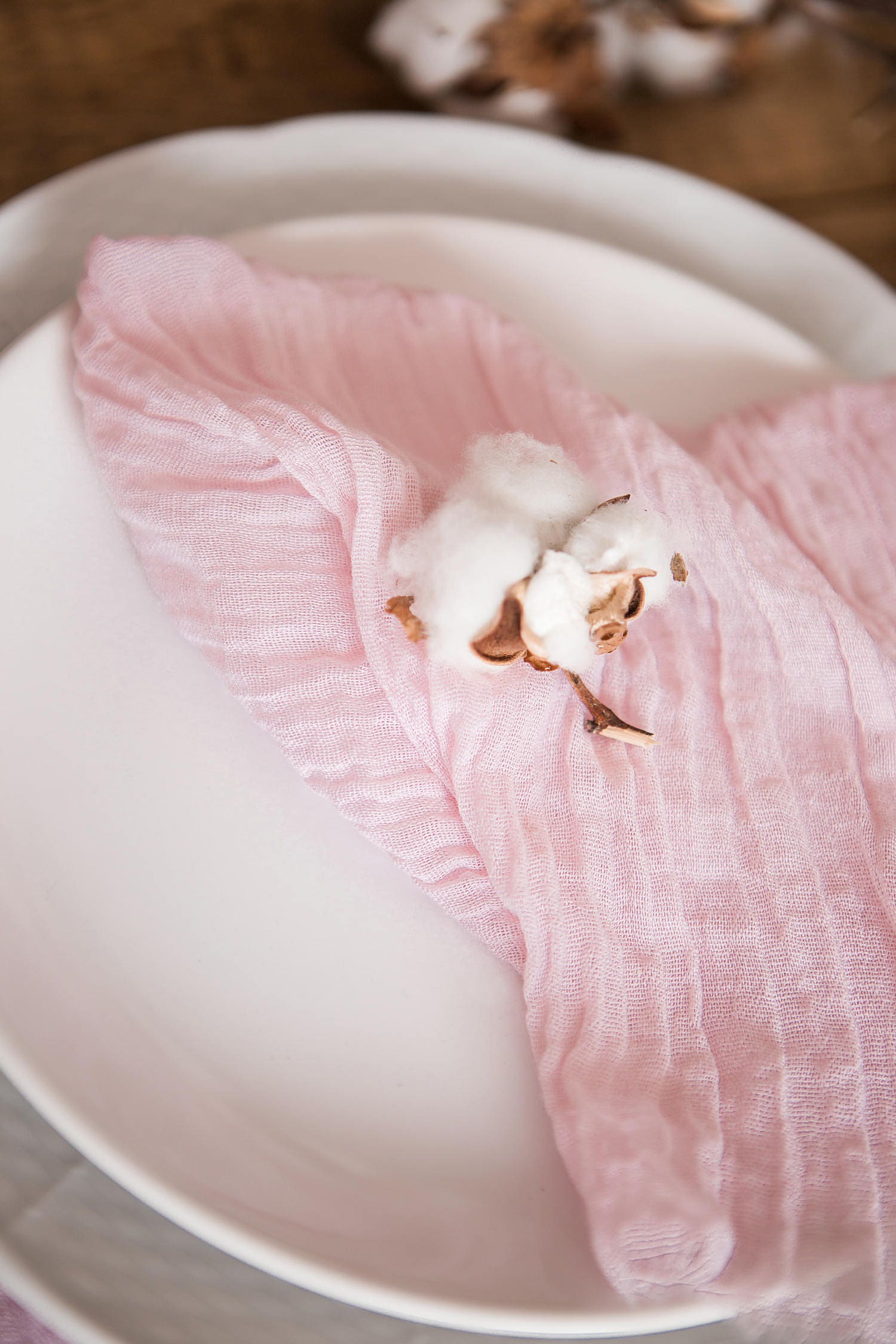 Boho Wedding Napkins Blush Napkins Rustic Gauze Wedding Etsy