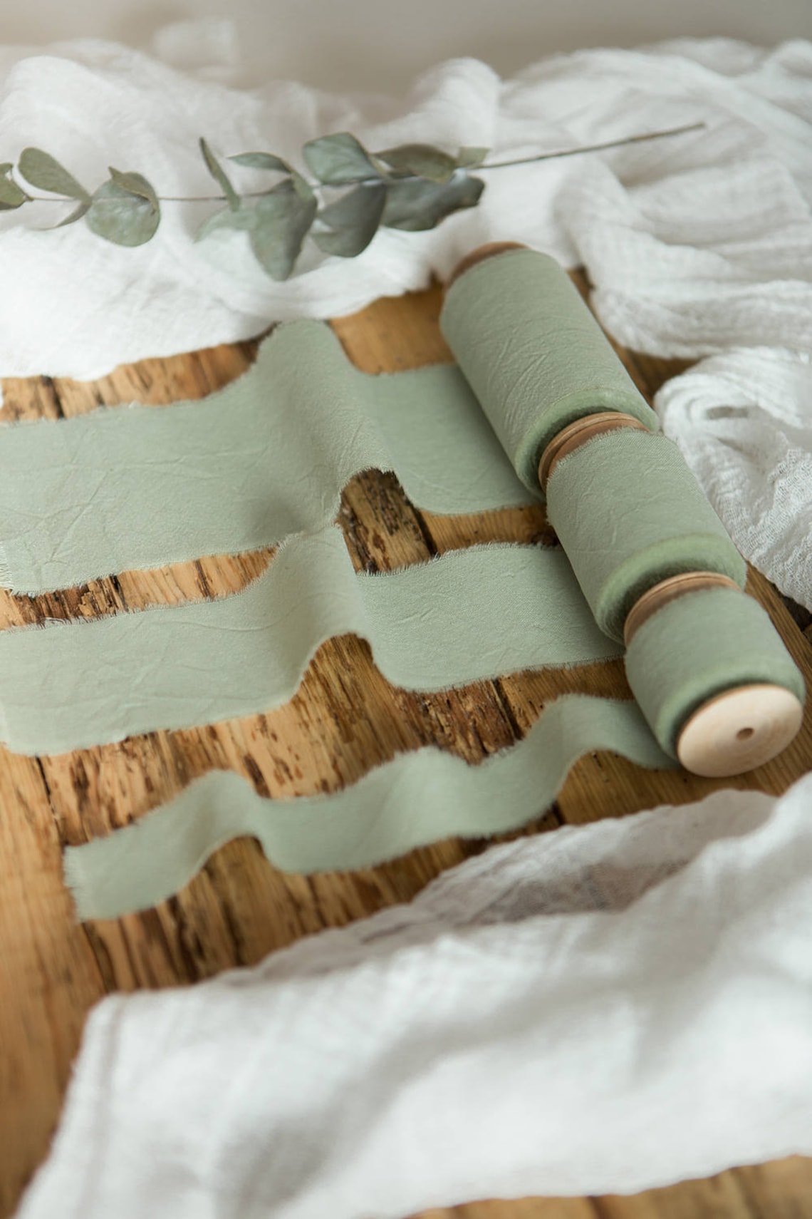 Greenery Ribbon 2 Hand Dyed Cotton Bridal Bouquet Green Etsy