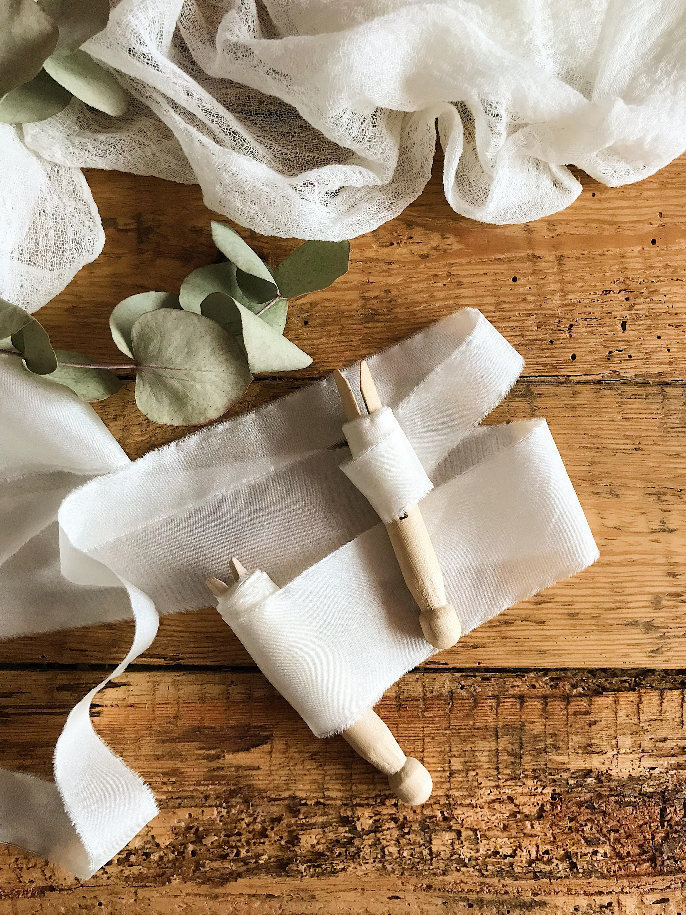 Ivory Silk Ribbon, hand dyed Bridal Bouquet ribbon, 1 inch pale ivory…