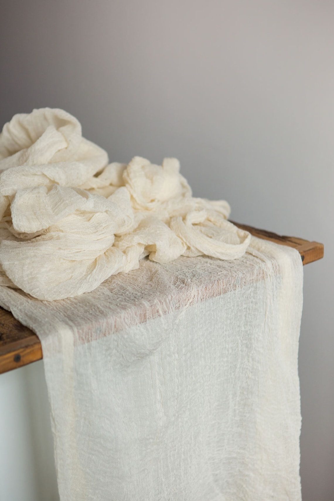 Rustic cheesecloth table runner Wedding centerpieces Cream Etsy