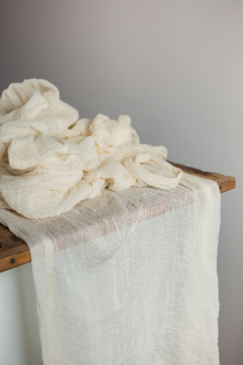 Rustic Cheesecloth Table Runner Wedding Centerpieces Cream Etsy