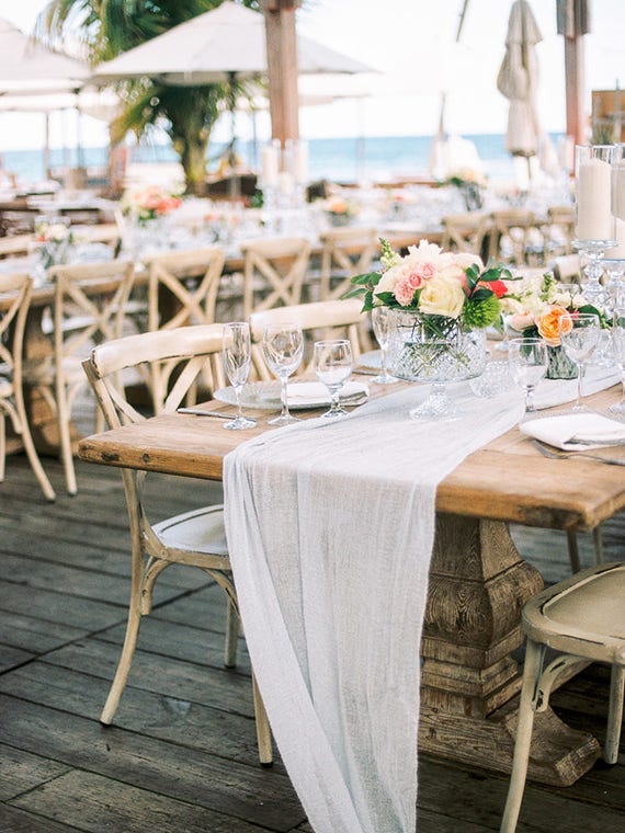 Wedding Table Runner Gauze Fabric Rustic Table Cloth Farm Etsy