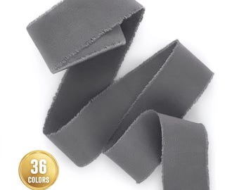 Handgefärbtes graues Baumwollband: Rohware rustikale Stoffstreifen, neutrale primitive Wicklung