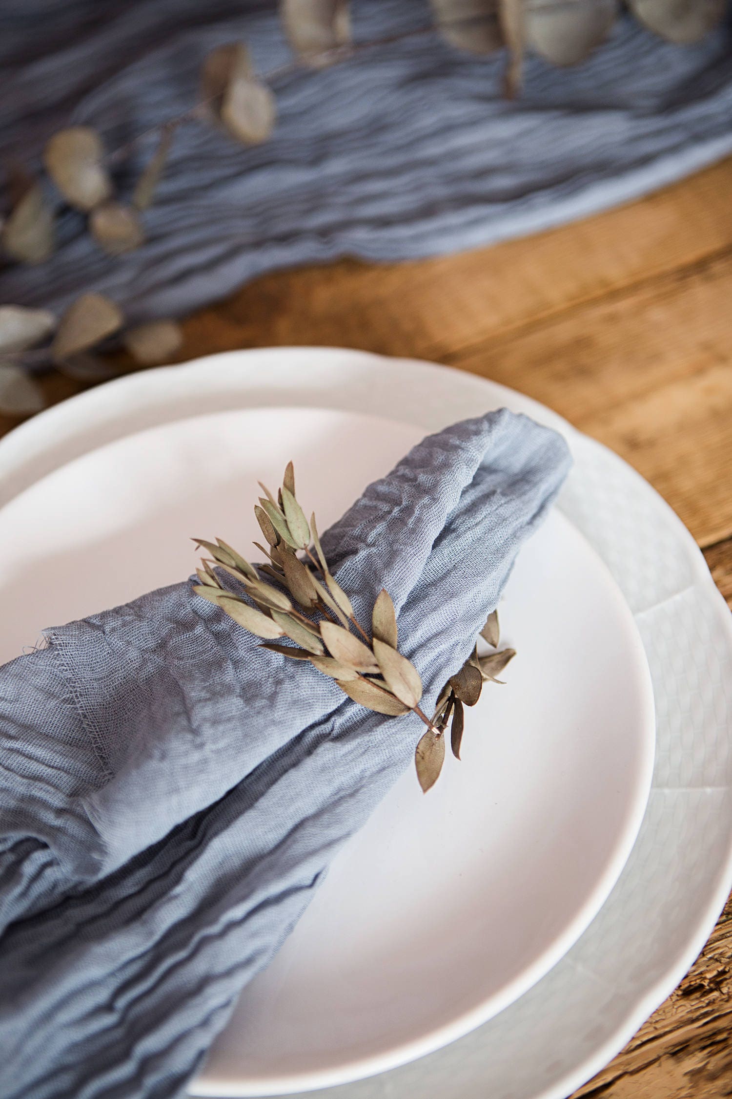 Dusty Blue gauze napkins Rustic Wedding napkins set 4 Etsy