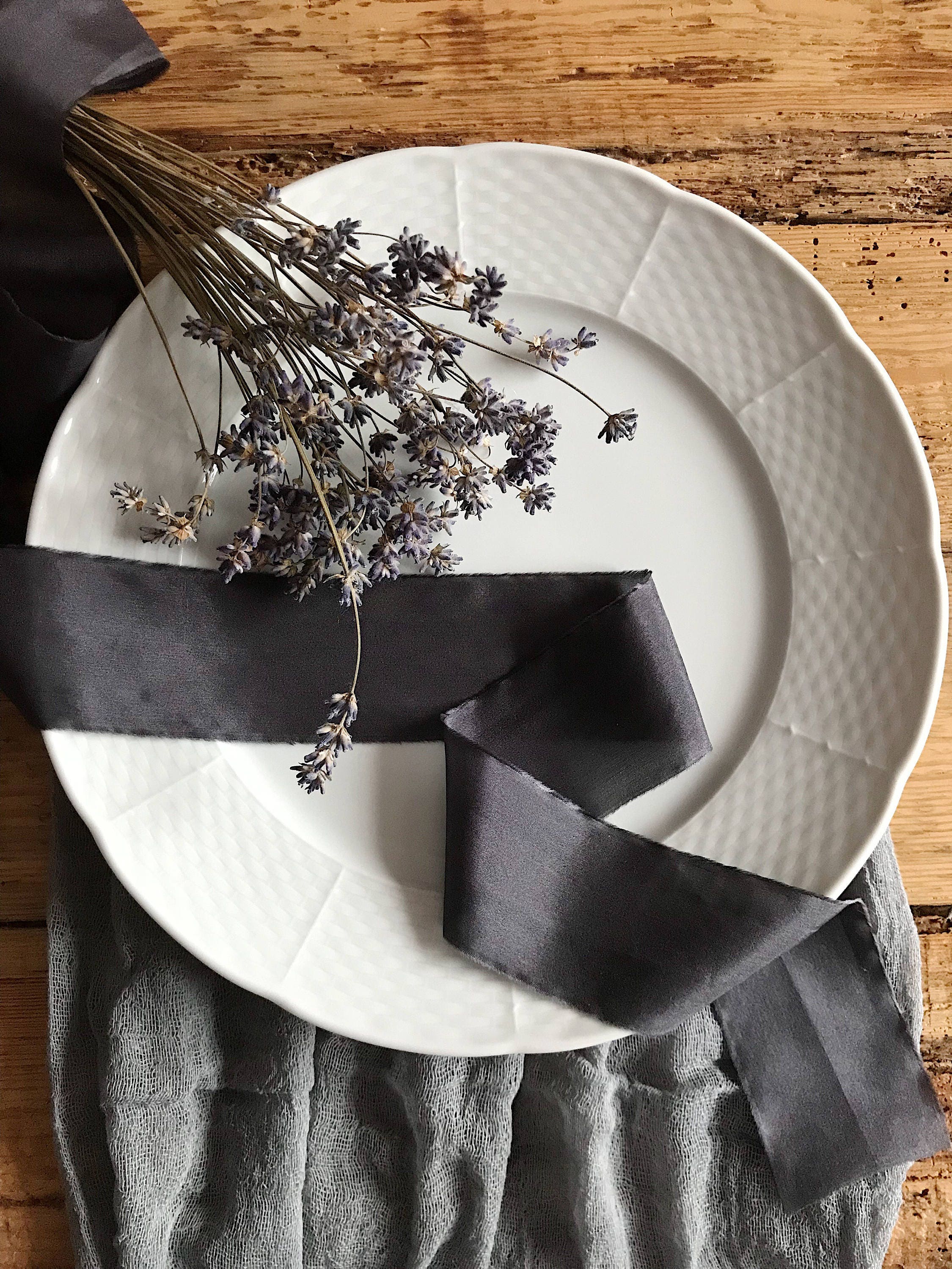 Dark Gray Silk Ribbon hand dyed Bridal Bouquet ribbon 1 inch Etsy