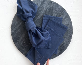 Classic blue hand dyed Washed cotton dinner Napkins Set 4 Rustic party linen Wedding Boho table decor Christmas Gift 16 inch cloth napkins