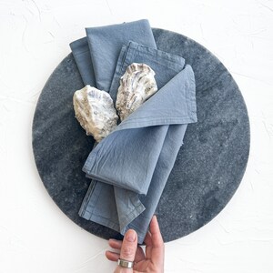 Dusty blue hand dyed Washed cotton dinner Napkins Set 4 Rustic party linen Wedding Boho table decor Christmas Gift 16 inch natural napkins image 2