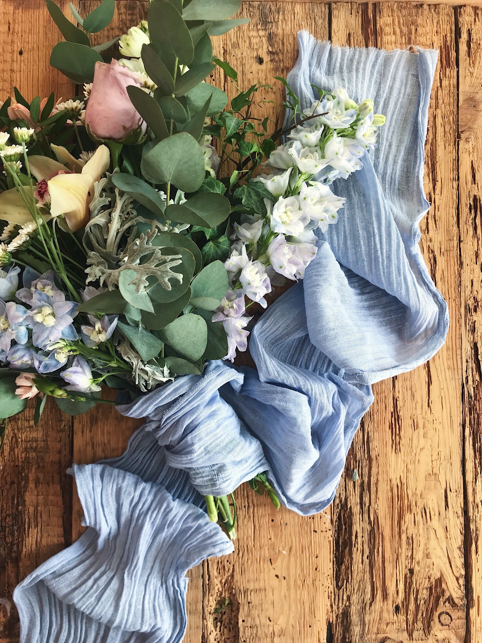 Hand dyed gauze cotton bridal bouquet ribbon Wedding decor Etsy