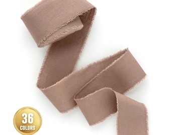 Beige Fransenborte: Geschenkverpackung, Hochzeitseinladung Bauchband, handgefärbte Stoffstreifen