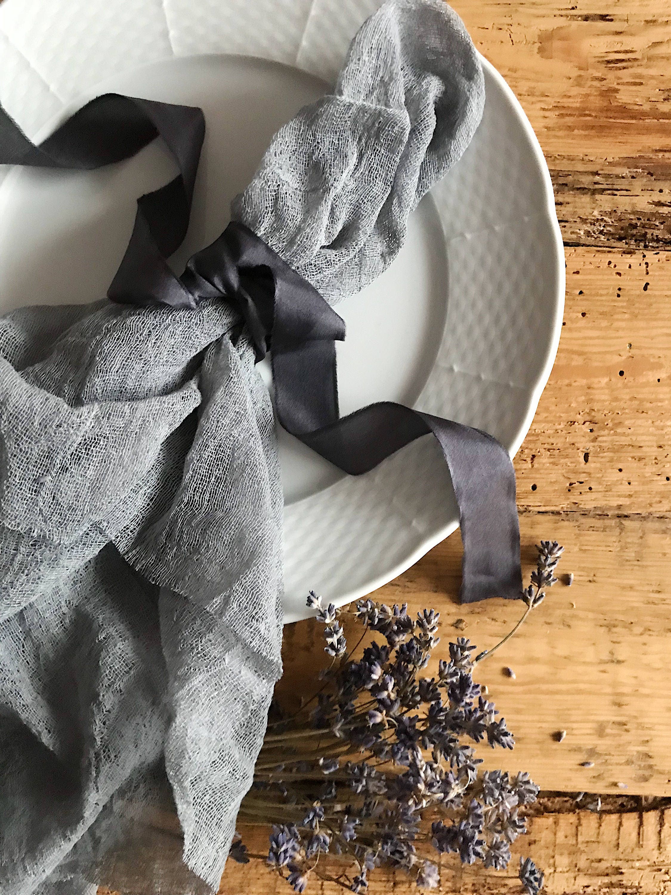 Dark Gray Silk Ribbon hand dyed Bridal Bouquet ribbon 1 inch Etsy