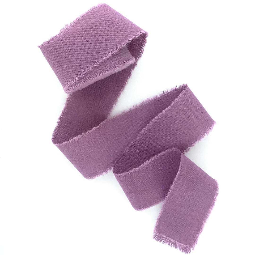 Amethyst Hand-dyed Ribbon: Purple Raw Fringe Edges, Violet Wedding ...