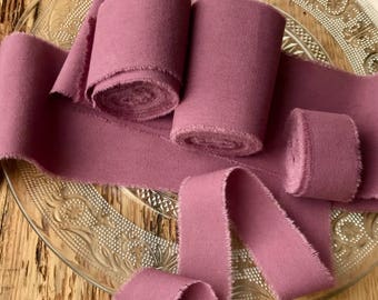 Dusty Rose ribbon 3" Hand dyed Cotton bridal bouquet blue ribbon Wedding decor ribbon Gift wraps Invitation stationary ribbons Vegan wedding