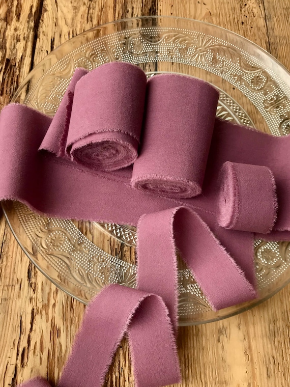 Dusty Rose Ribbon 2 Hand Dyed Cotton Bridal Bouquet Blue Ribbon Wedding  Decor Ribbon Gift Wraps Invitation Stationary Ribbons Vegan Wedding 