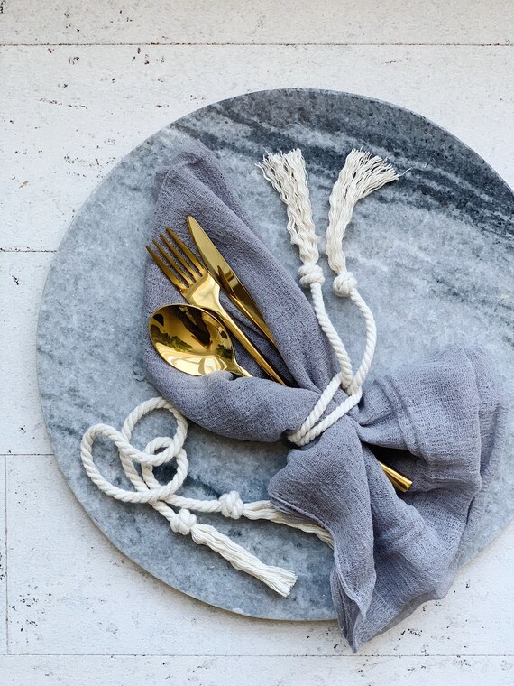 Napkins rope ties, Napkin ring, macrame tassel table decor, Nautical wedding rope decor, Napkins holder Rustic ties, Boho party table decor