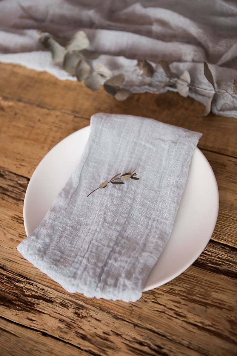 Rustic Wedding napkins Light Grey gauze napkins set 4 Etsy