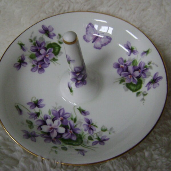 Aynsley Bone China Trinket Ring Dish ~ Wild Violets ~ Made in England