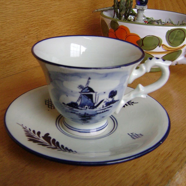 DELFT CUP and SAUCER Coffee Set - Vintage Made in Holland