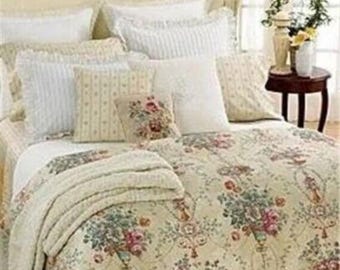 Ralph Lauren VILLANDRY Fronhas de travesseiro europeias de cetim floral de algodão 1 par, novas, Vtg