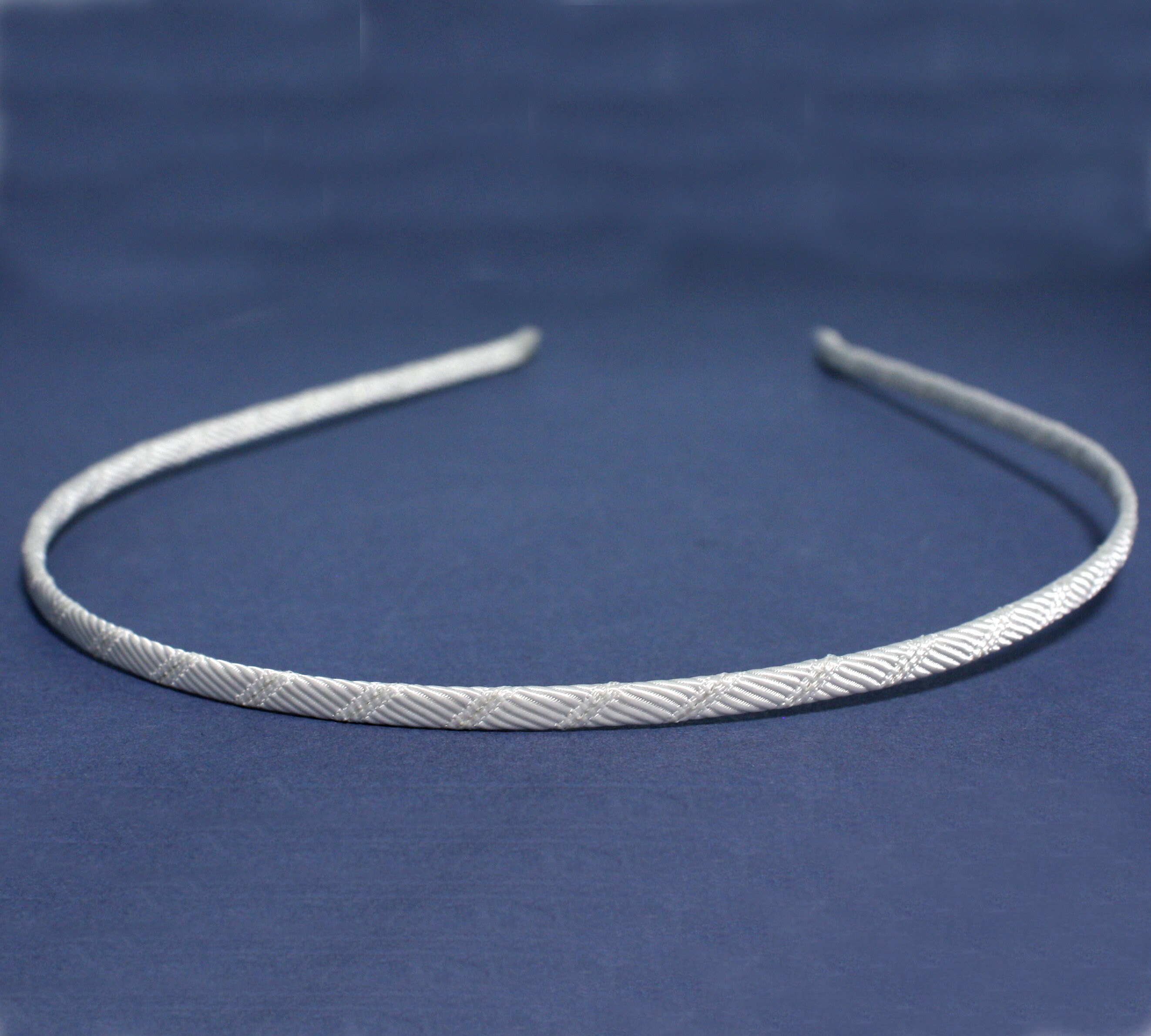 OFF WHITE RIBBON wrapped metal headband former.  Post Free for U.K. orders