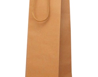 BOTTLE BAGS - Pack of 12 BROWN Kraft Paper Bottle Bags (1.09GBP each), Post Free for U K orders