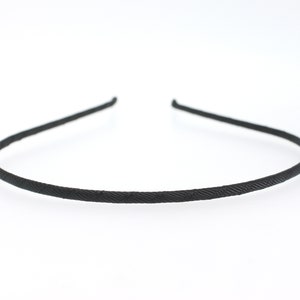 BLACK RIBBON WRAPPED metal headband former.  Post Free for U.K. orders