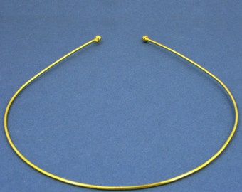 PLAIN TIARA HEADBANDS, narrow gilt round wire headbands with ball ends for your own design of headband or tiara. Post Free for U.K. orders