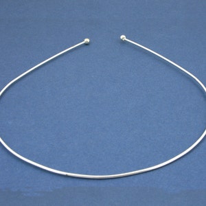 PLAIN TIARA HEADBANDS, narrow silv. round wire headbands with ball ends for your own design of headband or tiara. Post Free for U.K. orders