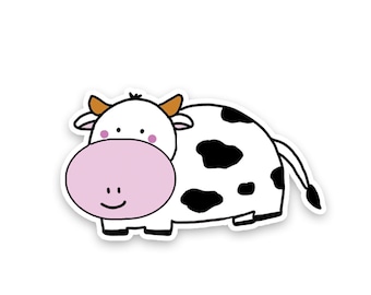 Etiqueta engomada de la vaca / linda vatea de vinilo pegatina / pegatina de vinilo de la vaca / pegatina de la granja / pegatina del ordenador portátil / pegatina divertida