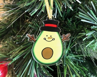 Avocado Ornament | Avocado Holiday Decoration |  Foodie Christmas gift | Avocado Decor | Cute Avocado Ornament | Christmas Avocado