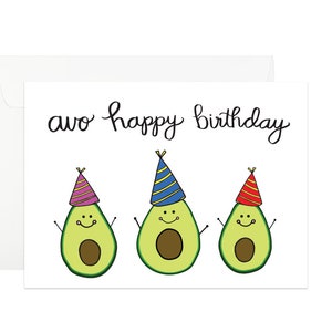 Avocado Geburtstagskarte | Foodie Geburtstagskarte | Avo Happy Birthday | Geburtstagsgrußkarte | Avocado Grußkarte