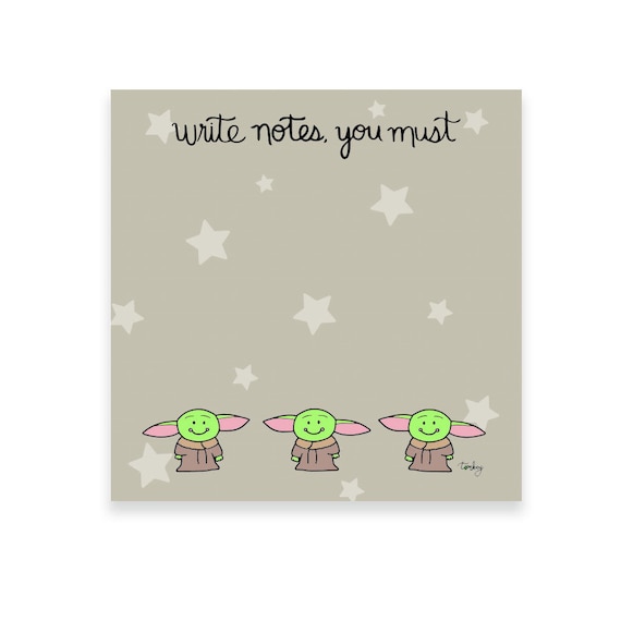 Yoda sticky notes Star Wars sticky notes Baby yoda sticky notes Yoda gifts Yoda lovers Cute and Fun Sticky Notes Star wars gifts