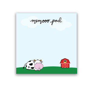 Cow sticky notes | Memooo Pad | Farm sticky notes | Cow gifts | Cow lovers | Cute and Fun Sticky Notes