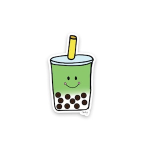 Matcha Latte Boba Sticker | Cute Matcha Boba Vinyl Sticker | Matcha Bubble Tea Sticker | Matcha Milk tea Sticker | Laptop Sticker