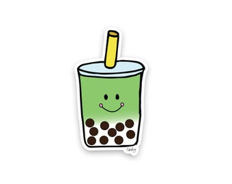 Matcha Latte Boba Sticker | Cute Matcha Boba Vinyl Sticker | Matcha Bubble Tea Sticker | Matcha Milk tea Sticker | Laptop Sticker