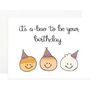 Bao Birthday Card | Foodie Birthday Card | Bread Bun Birthday Greeting Card | Char Siu Bao Greeting Card | Asian Food Birthday Card
