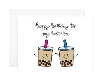 Boba Tea Birthday Greeting Card | Best-Tea Pun