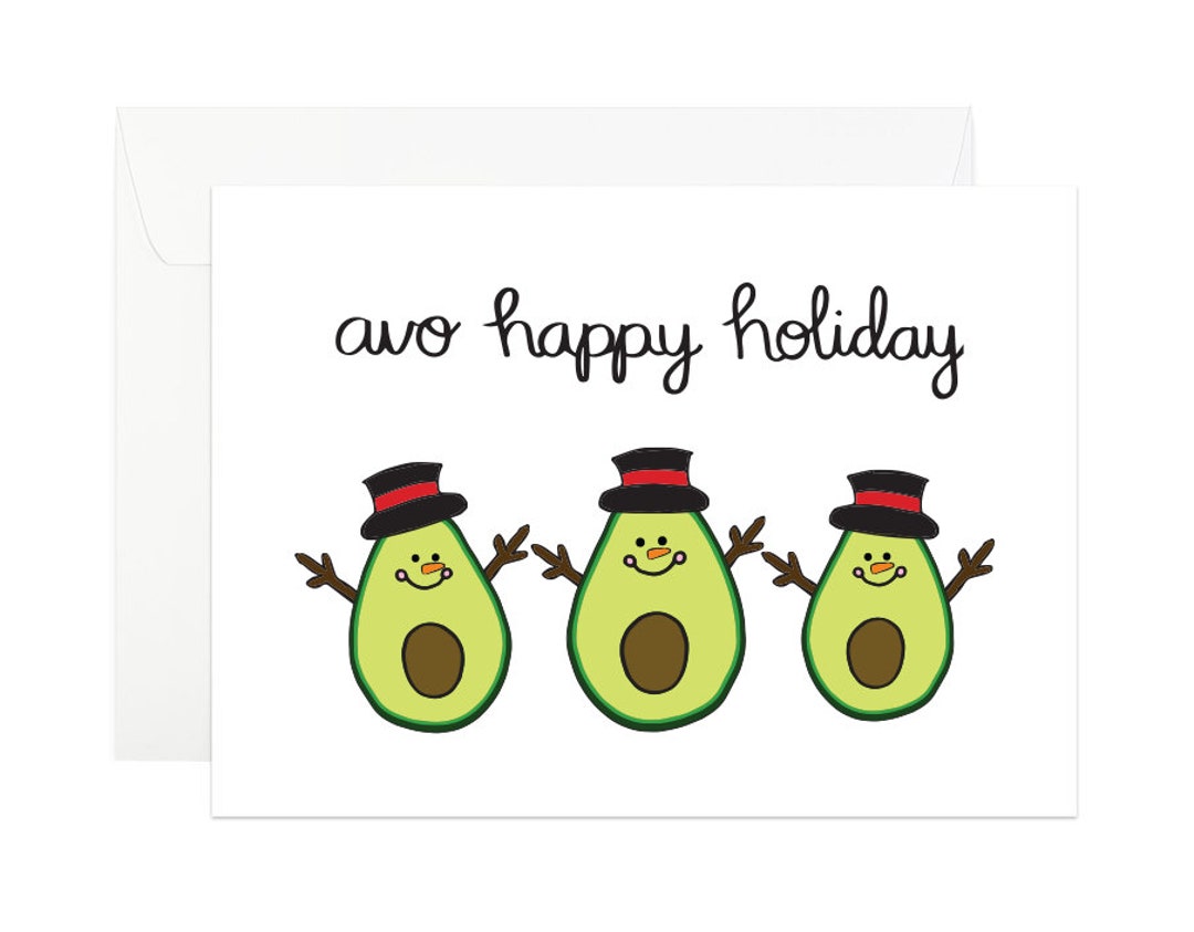 Avocado Christmas Card Avocado Holiday Card Avo Happy Holiday Avo