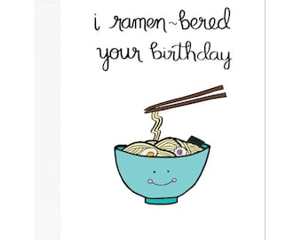 Ramen Birthday Card | Foodie Birthday Card | Japanese Food Birthday Greeting Card | Noodle Birthday Greeting Card