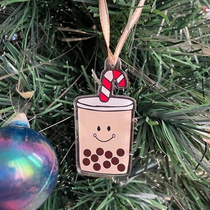 Bubble Tea Ornament | Boba Tea Holiday Decoration | Milk Tea Ornament | Foodie Christmas gift | Boba Decor | Cute Bubble Tea Ornament | Boba