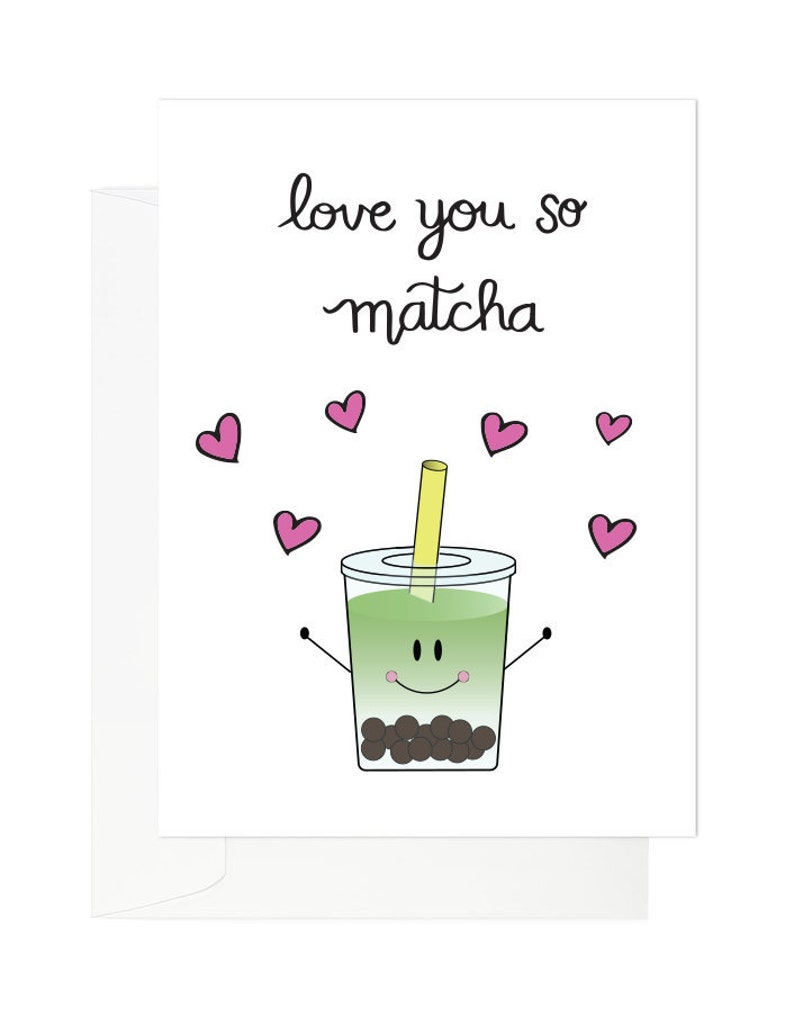 Matcha Green Tea Greeting Card Love you so matcha | Etsy