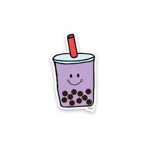 Taro Boba pegatina / lindo Taro Boba vinilo pegatina / Taro burbuja té pegatina / Taro leche té pegatina / pegatina portátil / pegatina de té de leche divertida pegatina