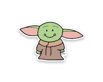 Baby Yoda Sticker | Cute Yoda Sticker | Baby Yoda Vinyl Sticker | Cute Star Wars Sticker | Laptop Sticker | Funny Sticker