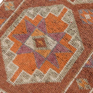 3x11 Vintage Runner, Turkish Oushak Runner Rug, Eclectic Fine Aztec Runner rug, Hallway Boho Kitchen rug, One of a kind, Rug Runner, 1993 image 4