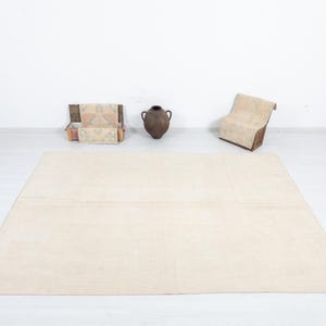 6x9 Vintage Oushak Rug: Handmade Turkish Wool Rug