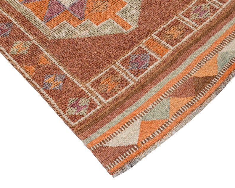 3x11 Vintage Runner, Turkish Oushak Runner Rug, Eclectic Fine Aztec Runner rug, Hallway Boho Kitchen rug, One of a kind, Rug Runner, 1993 image 6
