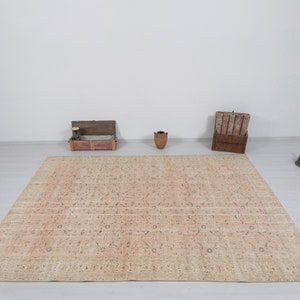 Pink Vintage Turkish Oushak Rug (7.2 x 9.8 ft)