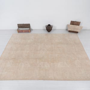 8x12 Vintage Oushak Rug: Hand-Knotted Wool Anatolian Carpet