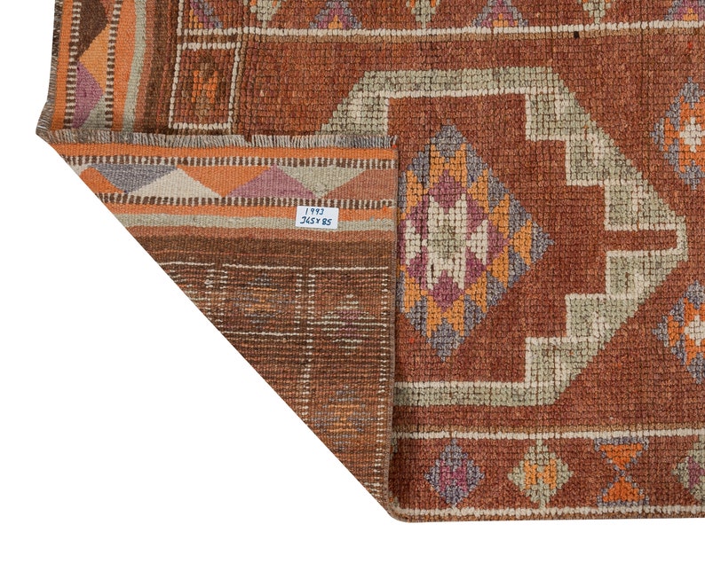 3x11 Vintage Runner, Turkish Oushak Runner Rug, Eclectic Fine Aztec Runner rug, Hallway Boho Kitchen rug, One of a kind, Rug Runner, 1993 image 10