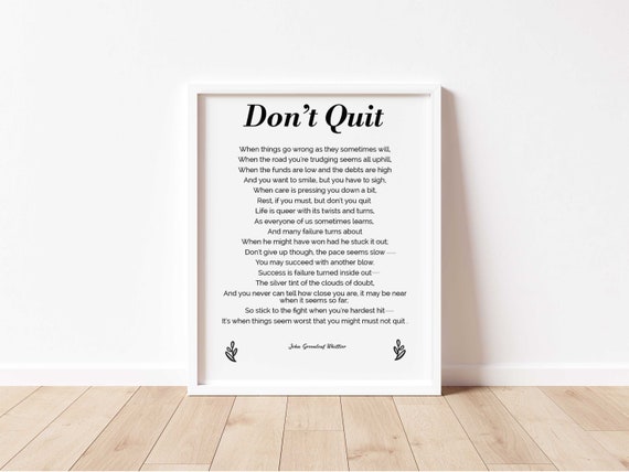 Don't Quit Poem John Greenleaf Whittier Quote - Etsy