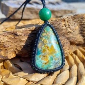 Congo Blue Green Chrysocolla Macrame with Jade Bead